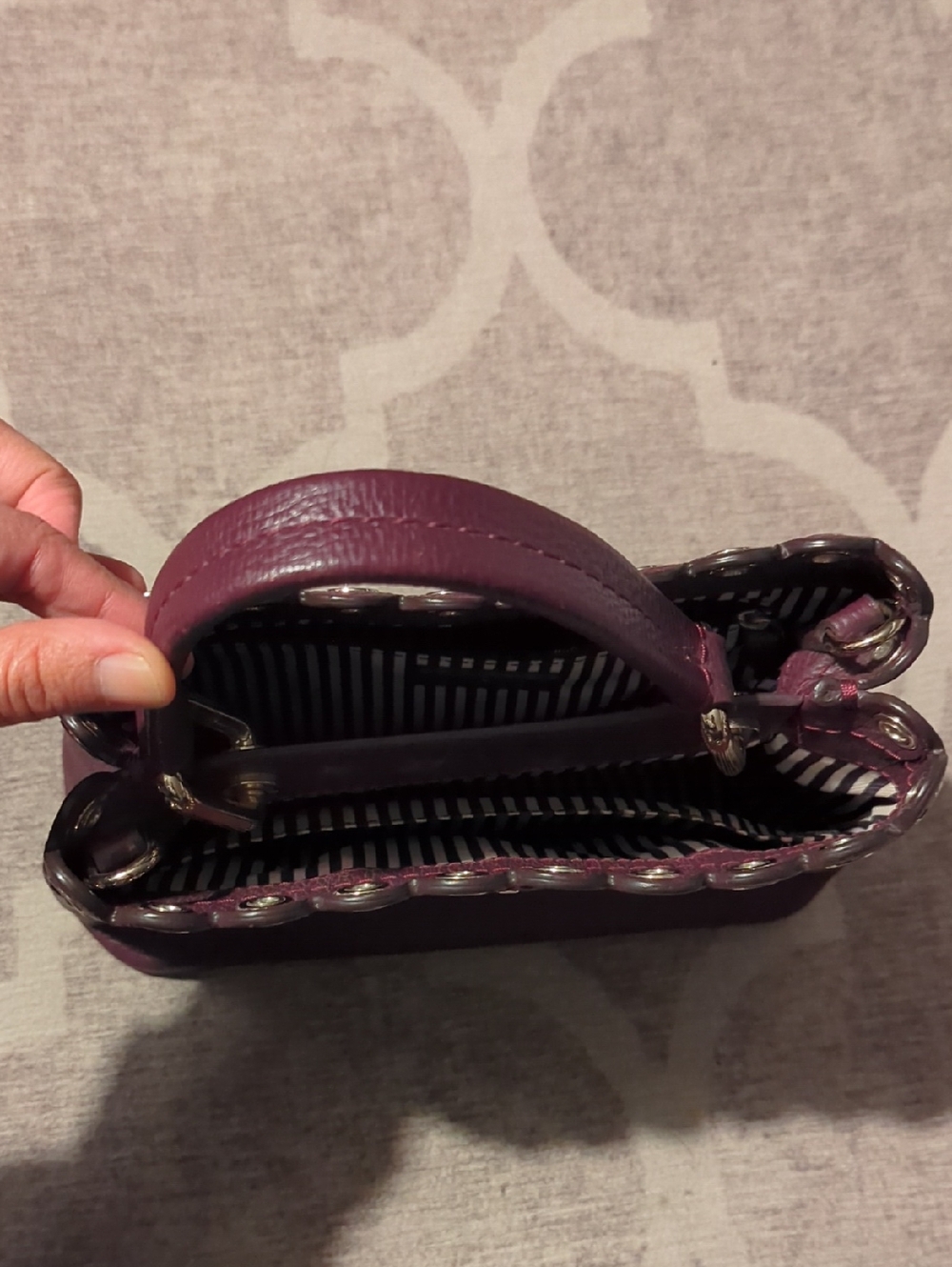kate spade Plum Scalloped Grommet-Trim Leather Tote - Picture 3 of 5